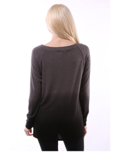 Dip Dye hacci brush Long Sleeve Top - Smoke