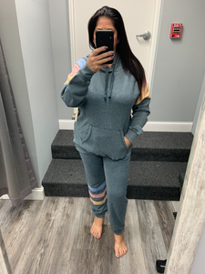 OCEAN DRIVE TIDEWATER GREY OR WHITE W/ MULTI STRIPES BURNOUT COLORBLOCK HOODIE