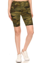 Army printed, high waisted, biker shorts