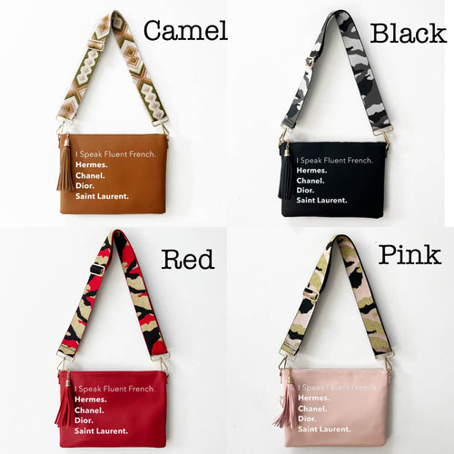 I Speak French Vegan Leather Clutch/ Crossbody - Assorted Colors