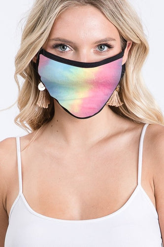 REVERSIBLE AND WASHABLE TIE DYE PRINT FASHION FACE MASK - RAINBOW MULTI🌈