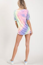 Choker neck tie-dye print casual top - Lavender Multi