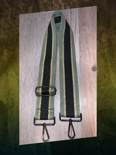 💚🖤 Olive/Black/Metallic Gold Stripe 2” Adjustable Handbag Strap