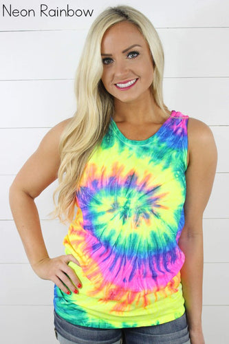 Blank Tie Dye Tank - Neon Rainbow 🌈