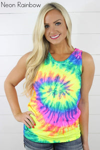 Blank Tie Dye Tank - Neon Rainbow 🌈