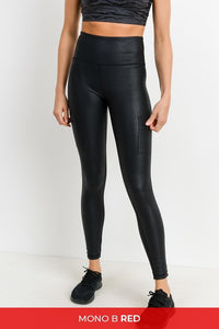 Mono B RED - Triple Zippered Pocket Highwaist Foil Leggings - Black