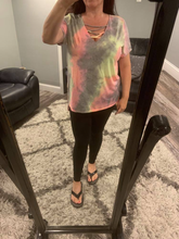 Tie dye cage detail short sleeve top - Purple Multi