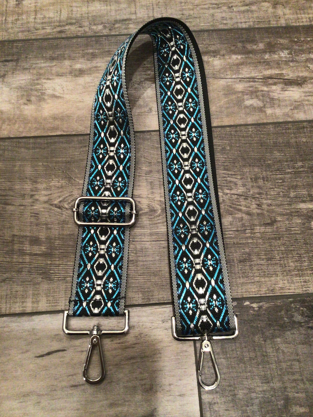 Abstract Adjustable Print Bag Strap - Silver or Gold Hardware