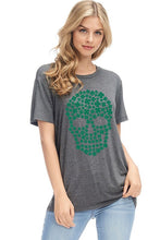 🍀 CLOVER SKULL ST PATRICK'S DAY GRAPHIC, ROUND NECK TEE