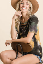 TIE DYE THERMAL WAFFLE V NECK TOP WITH STRAPPED - ASSORTED COLORS
