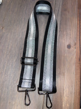 Black/White/Metallic Silver Stripe 2” Adjustable Handbag Strap