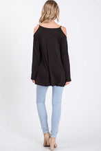 Knit top featuring an open-shoulder design and round neckline - Burgundy Or Black