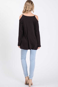 Knit top featuring an open-shoulder design and round neckline - Burgundy Or Black