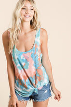 SLEEVELESS TIE DYE PRINT TERRY DEEP U-NECK TOP - ASSORTED COLORS