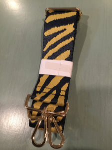 Animal Print 2” Adjustable Bag Strap - Navy/Camel Zebra