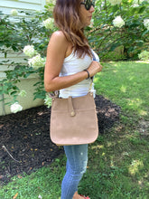 Nubuck Suede Vegan Messenger w/ Abstract Strap - Sand