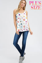 Plus size Multi color stars tank top - Ivory