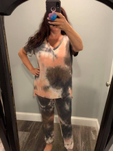 Tie dye lounging joggers - olive/peach