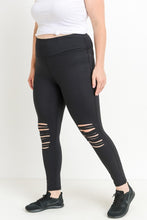 Mono B RED - Highwaist Shredded Knee Laser-Cut Leggings