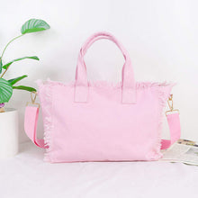 Small Fringe Canvas Tote With Solid Strap