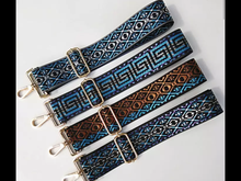 Abstract Adjustable Print Bag Strap - Silver or Gold Hardware
