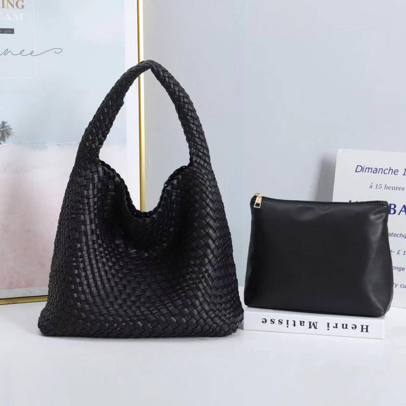 Vegan Leather Hand-Woven Tote Handbag Fashion Shoulder Top-handle Bag