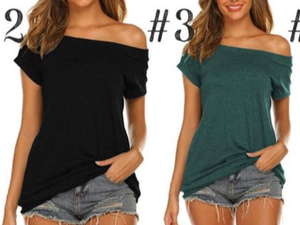 Short sleeve solid top - Black, Green, Burgundy, Charcoal or Blue