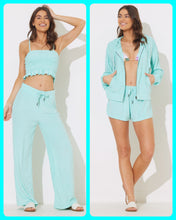 OCEAN DRIVE TERRY CLOTH ZIP UP HOODIE- AQUA