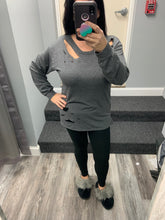 TERRY PULL OVER WITH LASER CUT DETAIL - CHARCOAL or MOCHA