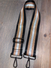 Black/White/Metallic Rose Gold Stripe 2” Adjustable Handbag Strap