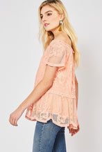Lace Off Shoulder Top - Peach or Off White
