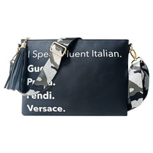 I Speak Italian Vegan Leather Clutch/ Crossbody  - Black or Camel