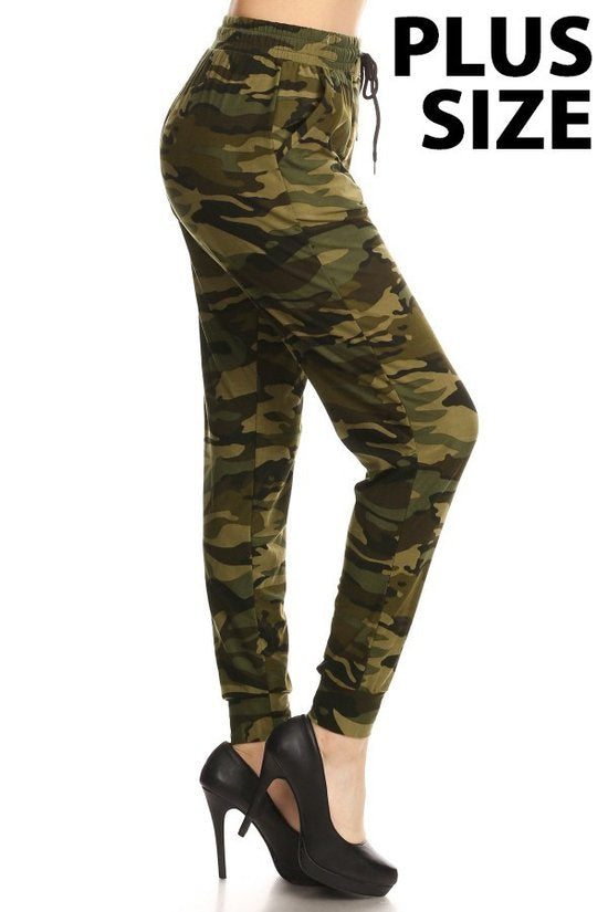 camo printed joggers - Green Camo