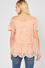 Lace Off Shoulder Top - Peach or Off White