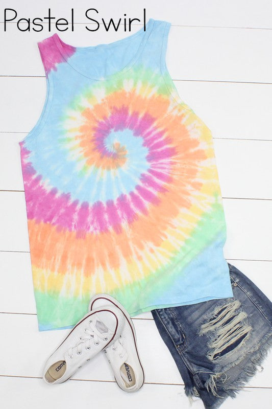 Blank Tie Dye Tank - Pastel Swirl 💛💙💖
