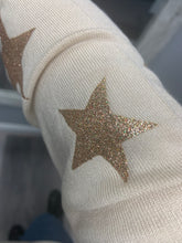 LIGHT WEIGHT GLITTER STAR SCREENED PULLOVER - NATURAL