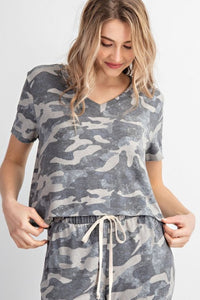 VINTAGE CAMO CROP TOP - CHARCOAL or OLIVE