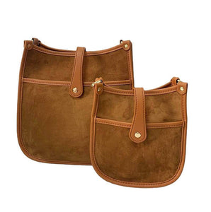 Suede Messenger Bags w/ Matching Adjustable Solid Strap - Assorted Colors