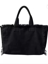 Solid Large Canvas Fringe Tote - Assorted Colors