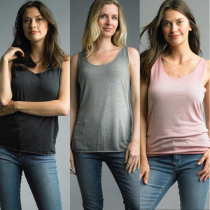 Tank with beaded detail edge - Charcoal, Grey or Pink