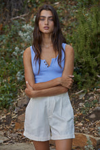 High Quality Seamless Square Neck Wide Shoulder Button Down Crop Tank - Assorted Colors