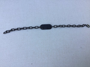 Texturized Hematite Chain Link Bracelet with a Hematite Micro Pavé Black CZ Tag