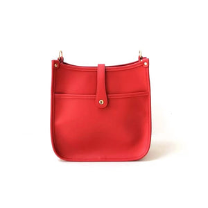 Red Vegan Leather Messenger Bag with Multi Stripe Strap ❤️