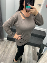 TERRY PULL OVER WITH LASER CUT DETAIL - CHARCOAL or MOCHA