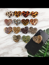 Leopard Heart Phone Pop Sockets - Assorted Colors