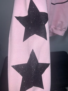 Black Glitter Happy Star Sleeve Sweatshirt - Black, Neon Pink or Light Pink