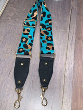 2" ADJUSTABLE ANIMAL PRINT BAG STRAP WITH VEGAN LEATHER  - PURPLE or TURQUOISE