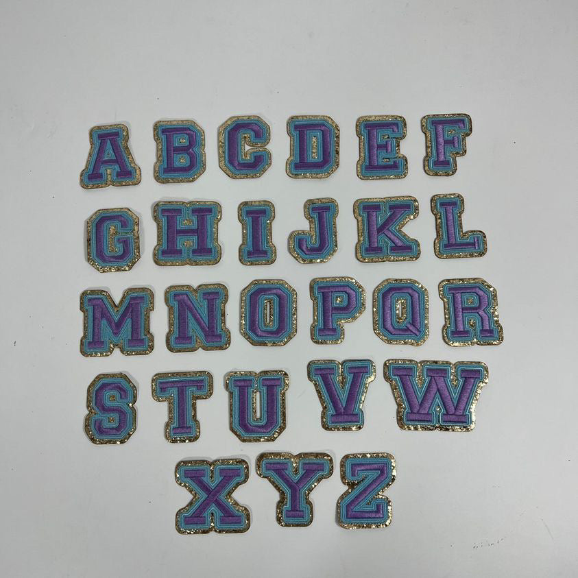Purple/Blue Letter Patch Stickers