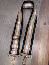Black/White/Metallic Rose Gold Stripe 2” Adjustable Handbag Strap