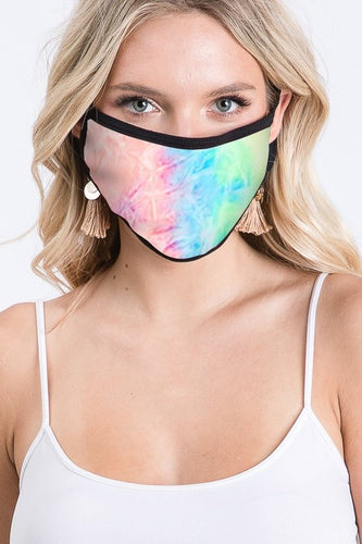 REVERSIBLE AND WASHABLE TIE DYE PRINT FASHION FACE MASK - Turquoise lime mix 💙💚